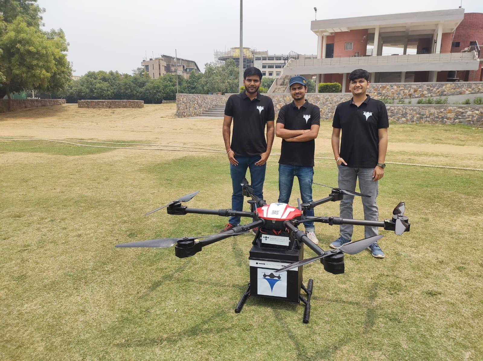 Droneco crew with Maruthi 3.1, Drone delivery service, the fastest and most convenient way to get your packages.